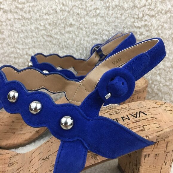 9,5 M new Gorgeous Blue Suede Vaneli Mavis Sandals Blue suede cork heels sandals - Picture 6 of 12